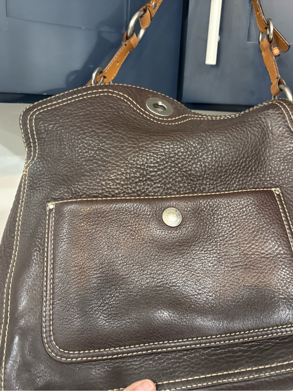 Coach Brown Leather Hobo with Contrast Stitching - Picture 1 of 3